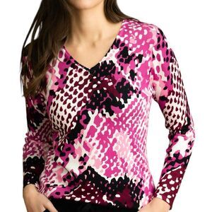 MARBLE Pink and Black Animal Print Top - M - NWT
